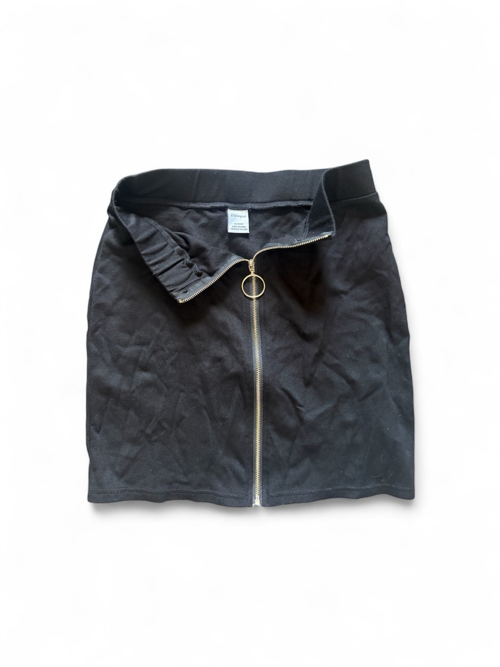 Re/Done Black Mini Skirt with Gold Ring-Zip